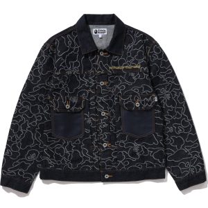 Veste en jean BAPE x OVO NEON 1ST CAMO, jacquard — homme