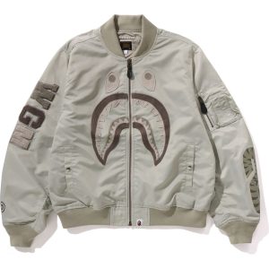 TONAL CHAIN STITCH SHARK BOMBER JACKET MENS