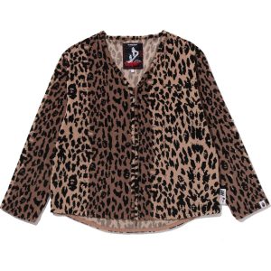 Cardigan BAPE par KAZUKI KURAISHI léopard, fermeture zippée, jacquard — homme
