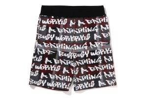 Short en molleton BAPE graffiti carreaux — homme
