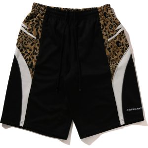 Short de sport motif léopard, coupe oversize, longueur genou — homme