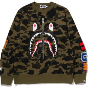 1ST CAMO SHARK CREWNECK SWEATSHIRT MENS