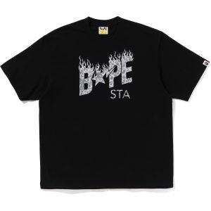 T-shirt motif léopard BAPE STA logo, coupe décontractée — homme