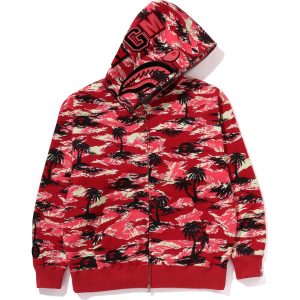 PALM TREE CAMO RELAXED FIT SHARK FULL ZIP HOODIE MENS