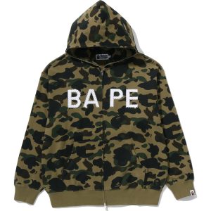 1ST CAMO BAPE LOGO RHINESTONE RELAXED FIT FULL ZIP HOODIE MENS