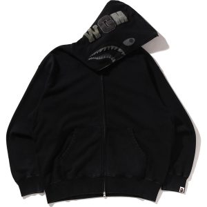 Sweat à capuche entièrement zippé SHARK, coupe décontractée, teinture sur pièce — homme