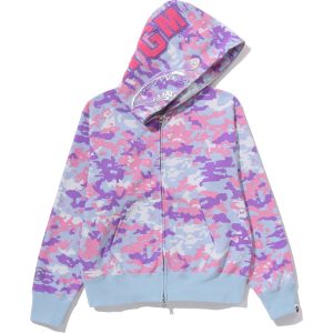 MULTI PIXEL CAMO SHARK FULL ZIP HOODIE LADIES
