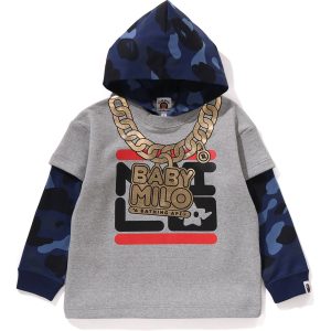COLOR CAMO LAYERED RELAXED FIT PULLOVER HOODIE KIDS