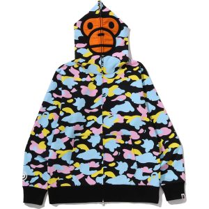 NEW MULTI CAMO BABY MILO REGULAR FIT FULL ZIP HOODIE MENS